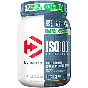 ISO100 Hydrolyzed 100% Whey Protein Isolate Sweetened with Stevia - Dutch Chocolate (1.6 Lbs. / 23 Servings)