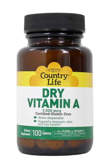 Country Life - Dry Vitamin A 10000 IU - 100 Tablets