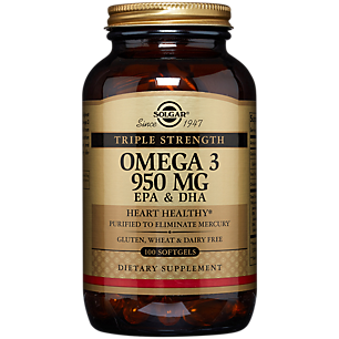 Triple Strength Omega 3 - 950mg EPA & DHA - Supports Heart Health (100 Softgels)