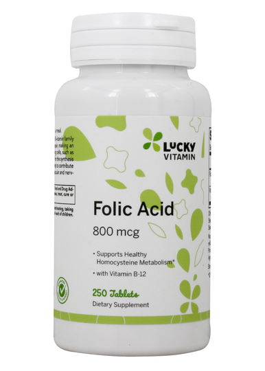 LuckyVitamin - Folic Acid With B-12 800 mg. - 250 Tablets