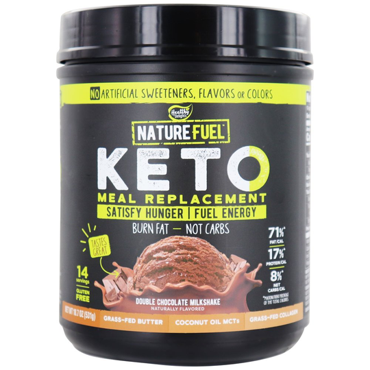Nature Fuel - Keto Meal Replacement Powder 14 Servings Double Chocolate Milkshake - 18.7 oz.