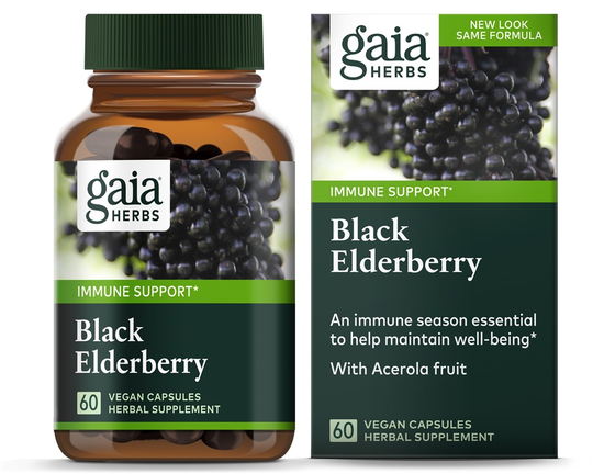 Gaia Herbs - Black Elderberry with Acerola Fruit - 60 Vegan Caps