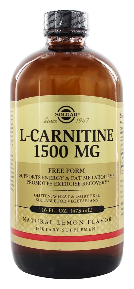 Solgar - L-Carnitine Liquid Free Form Pharmaceutical Grade Natural Lemon Flavor 1500 mg. - 16 fl. oz.