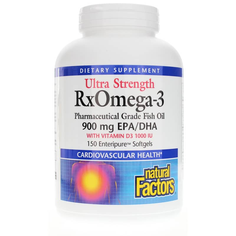 Natural Factors Ultra Strength RxOmega-3 Fish Oil with Vitamin D3 150 Softgels