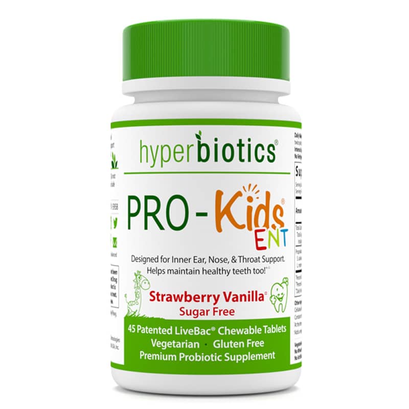 Hyperbiotics PRO-Kids ENT Strawberry Vanilla 45 Chewable Tablets