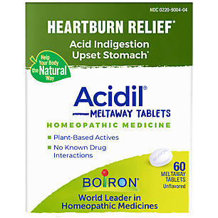 Homeopathic Acidil - Heartburn Relief, Acid Indigestion and Upset Stomach (60 Meltaway Tablets)