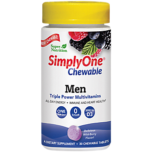 SimplyOne Chewable Multivitamin for Men - Triple Power - Wild Berry (30 Chewables)