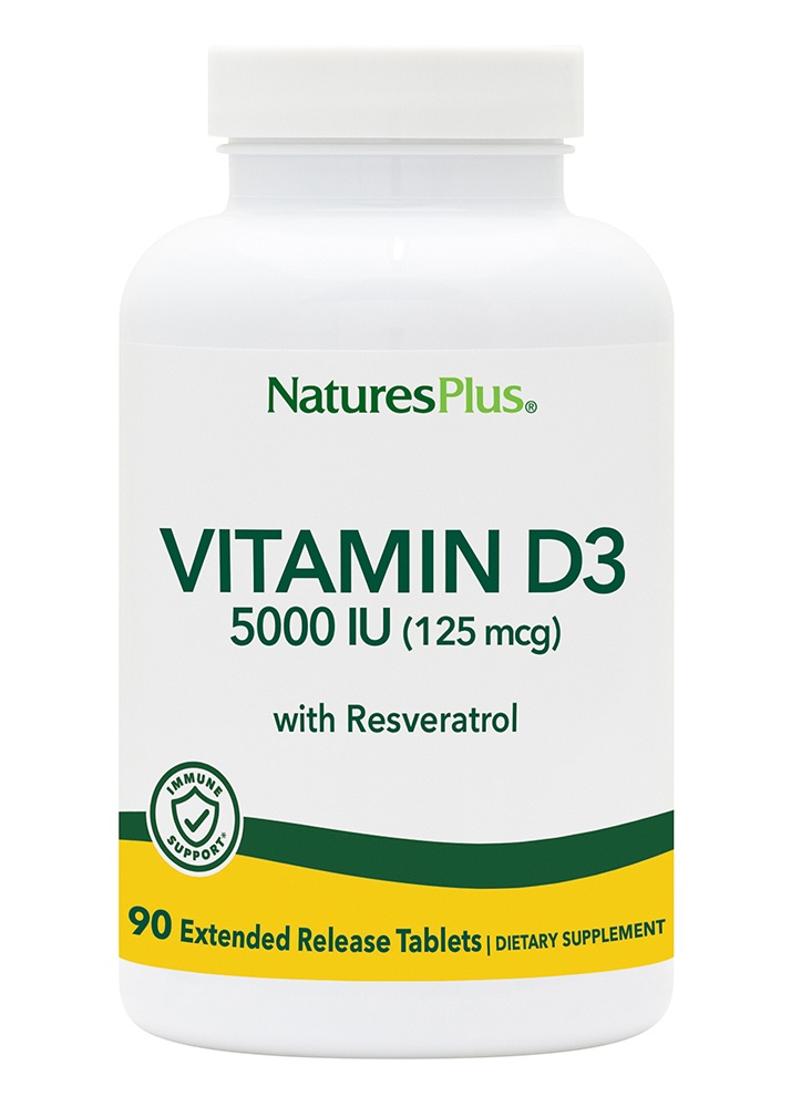 Natures Plus - Vitamin D3 with Resveratrol 5000 IU - 90 Tablets