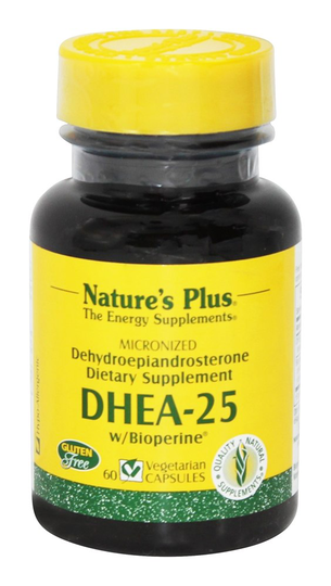 Natures Plus - DHEA-25 with Bioperine 25 mg. - 60 Vegetarian Capsules