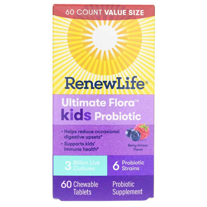 Renew Life Ultimate Flora Kids Probiotic 3 Billion Fruit 60 Chewable Tablets