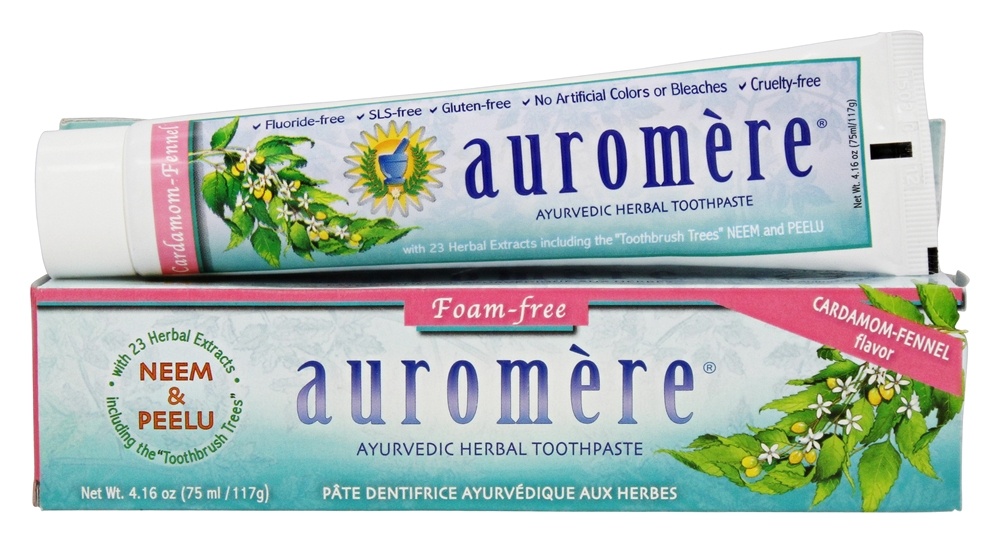 Auromere - Ayurvedic Herbal Toothpaste Foam-Free Cardamom-Fennel - 4.16 oz.