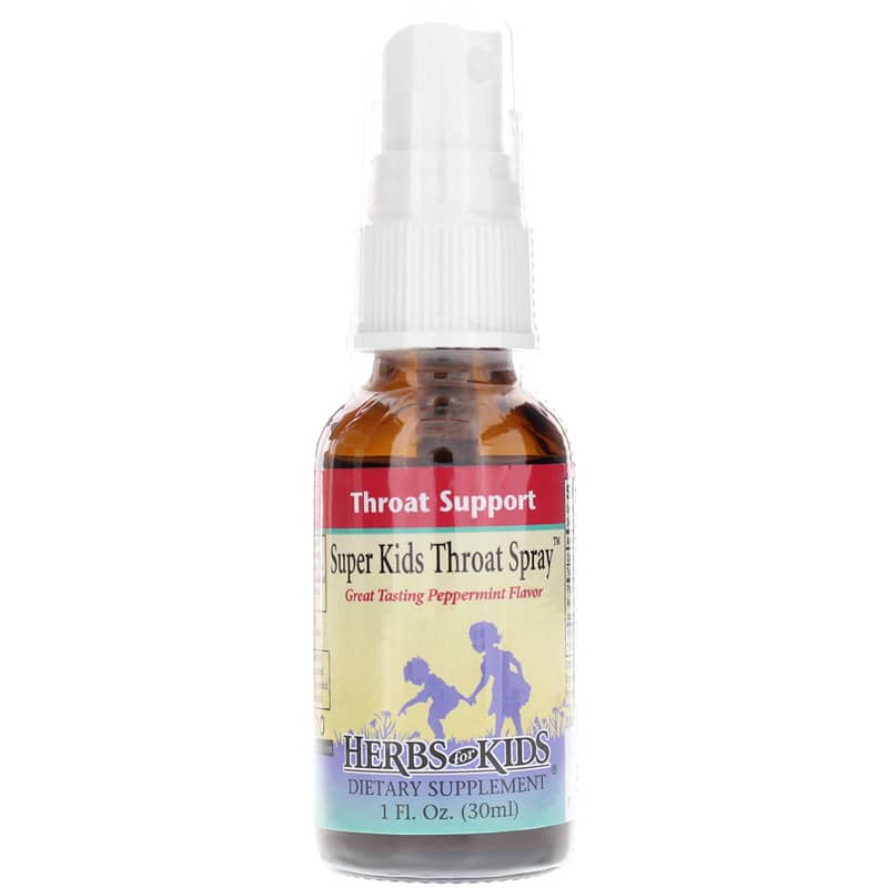 Herbs for Kids Super Kids Throat Spray in Natural Peppermint Flavor 1 Oz
