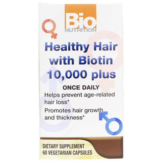 Bio Nutrition Healthy Hair With Biotin 10000 Plus 60 Veg Capsules