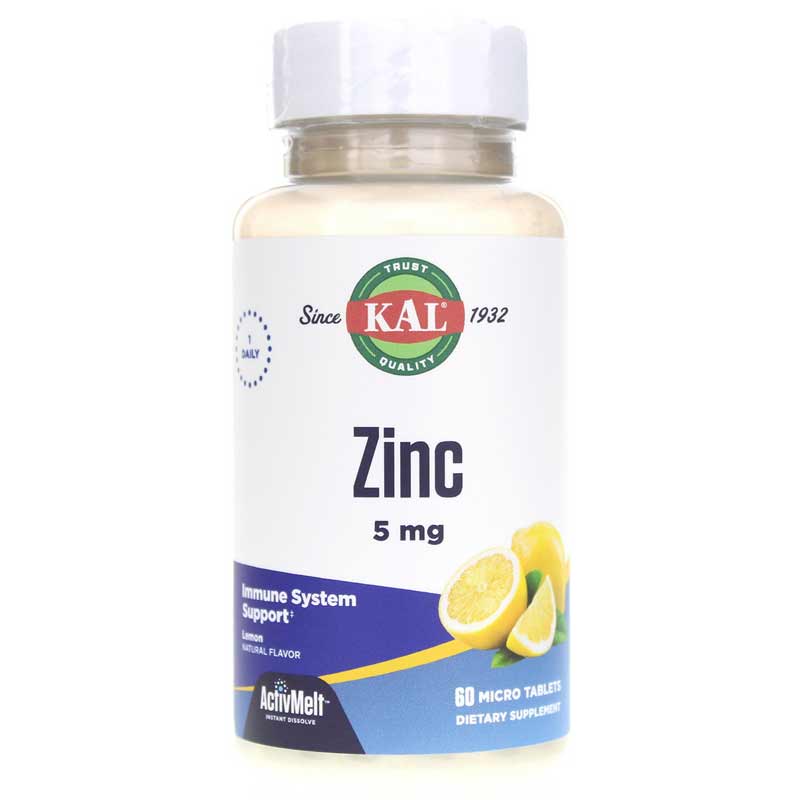Kal Zinc 5 Mg ActivMelt Sweet Lemon 60 Tablets