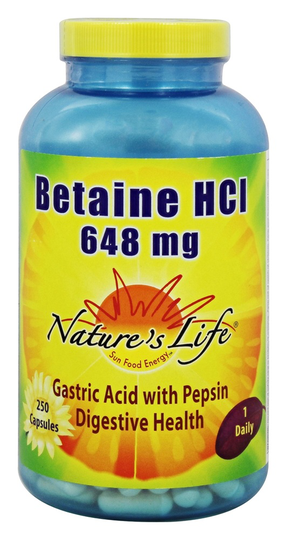 Nature's Life - Betaine HCl 648 mg. - 250 Capsules