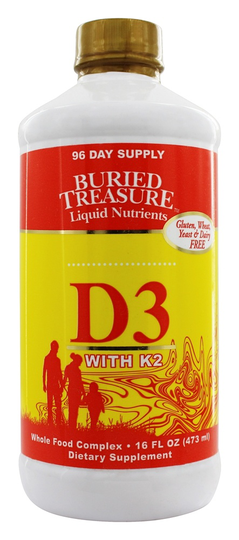 Buried Treasure Products - Liquid Vitamin D3 with K2 2000 IU - 16 fl. oz.
