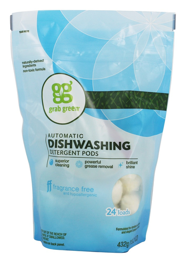Grab Green - Automatic Dishwashing Detergent Pods 24 Loads Fragrance Free - 15.2 oz.