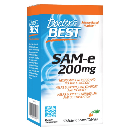 Doctor's Best - SAMe Pharmaceutical Grade 200 mg. - 60 Enteric-Coated Tablets