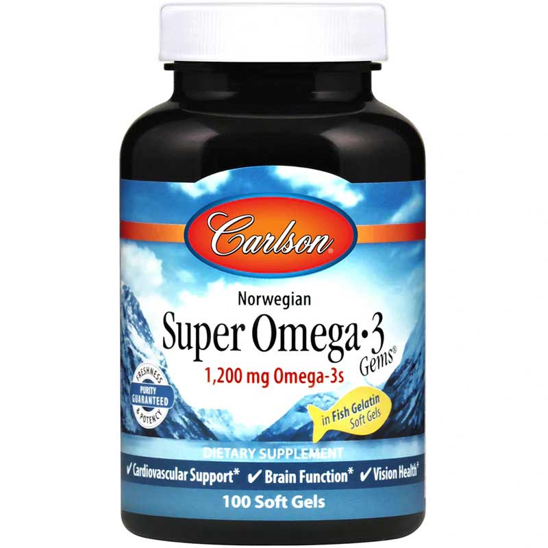 Carlson Labs Super Omega-3 Gems 1,200 Mg in Fish Gelatin 100 Softgels