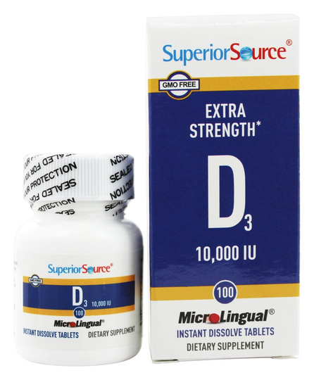 Superior Source - Vitamin D3 Extra Strength 10000 IU - 100 Quick Dissolve Tablets