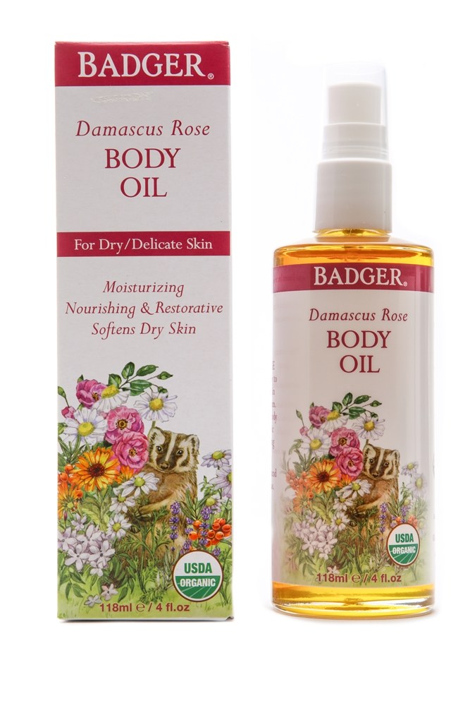 Badger - Body Oil Damascus Rose with Lavender & Chamomile - 4 fl. oz.