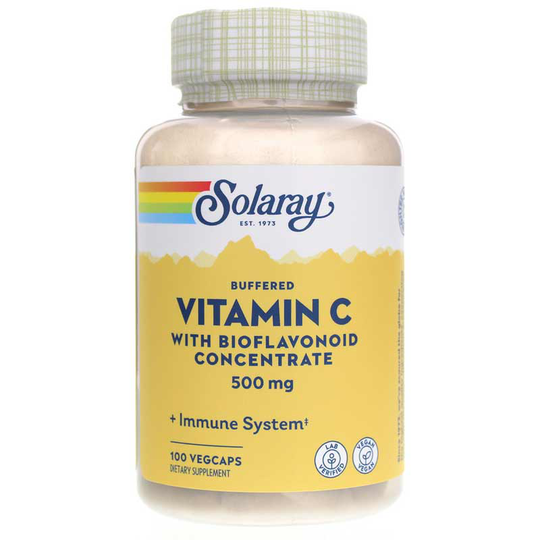 Solaray Vitamin C 500 Mg Buffered with Bioflavonoid Concentrate, 100 Veg Capsules