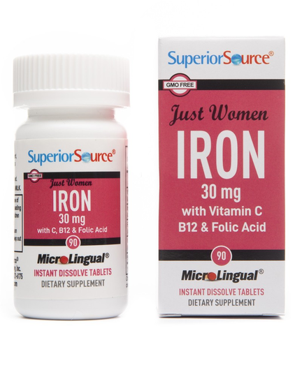 Superior Source - Just Women's Iron with Vitamin C B12 & Folic Acid - 90 Quick Dissolve Tablets