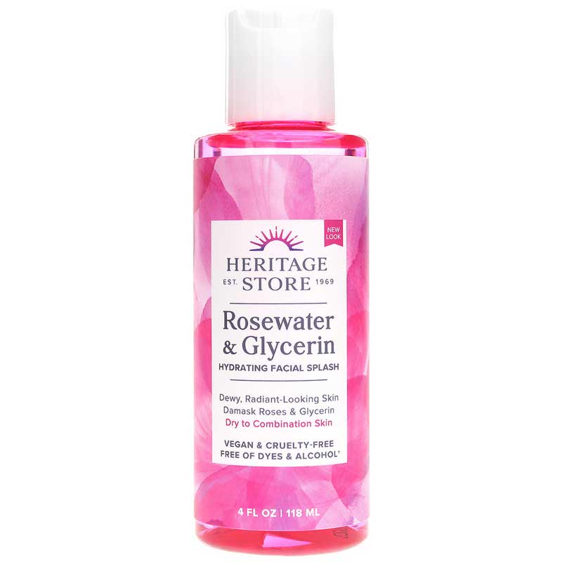 Heritage Store Rosewater & Glycerin Hydrating Facial Splash 4 Oz