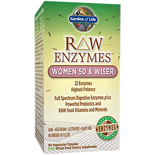 Raw Full Spectrum Digestive Enzymes for Women 50 & Wiser (90 Vegetarian Capsules)