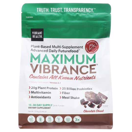 Vibrant Health - Maximum Vibrance Plant-Based Multi-Supplement Advanced Daily Futurefood Chocolate Chunk - 721.8 Grams
