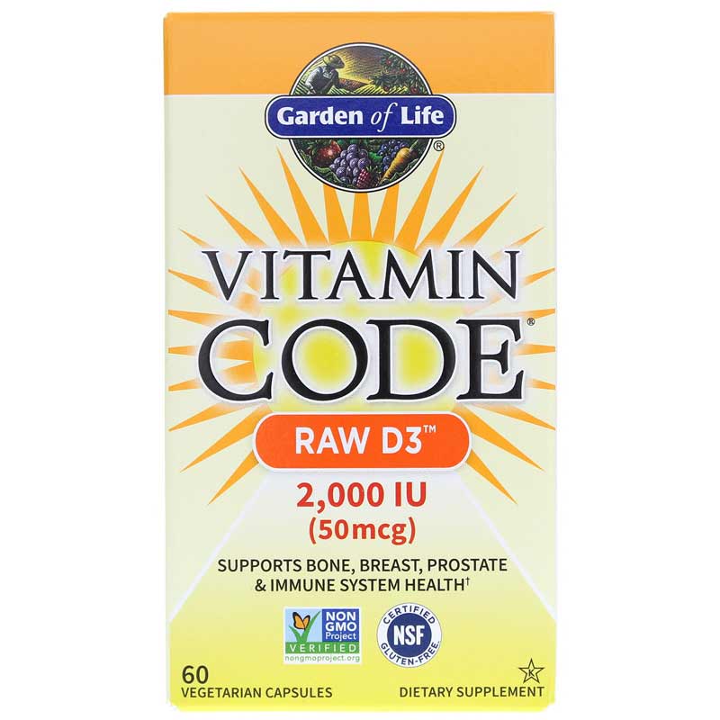 Garden of Life Vitamin Code Raw D3 2000 IU (50 Mcg) 60 Veg Capsules
