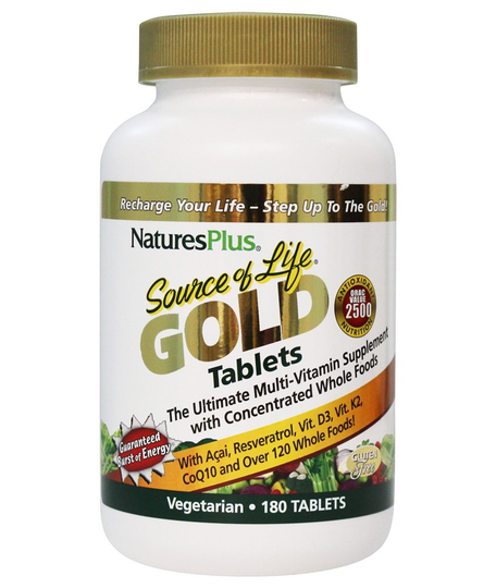 Natures Plus - Source of Life Gold Tablets Ultimate Multi-Vitamin with Concentrated Whole Foods - 180 Tablets