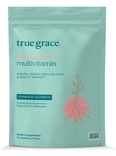 True Grace - One Daily Women's Multivitamin with Organic Adaptogens & Mushrooms Refill Pouch - 90 Vegan Tablet(s)