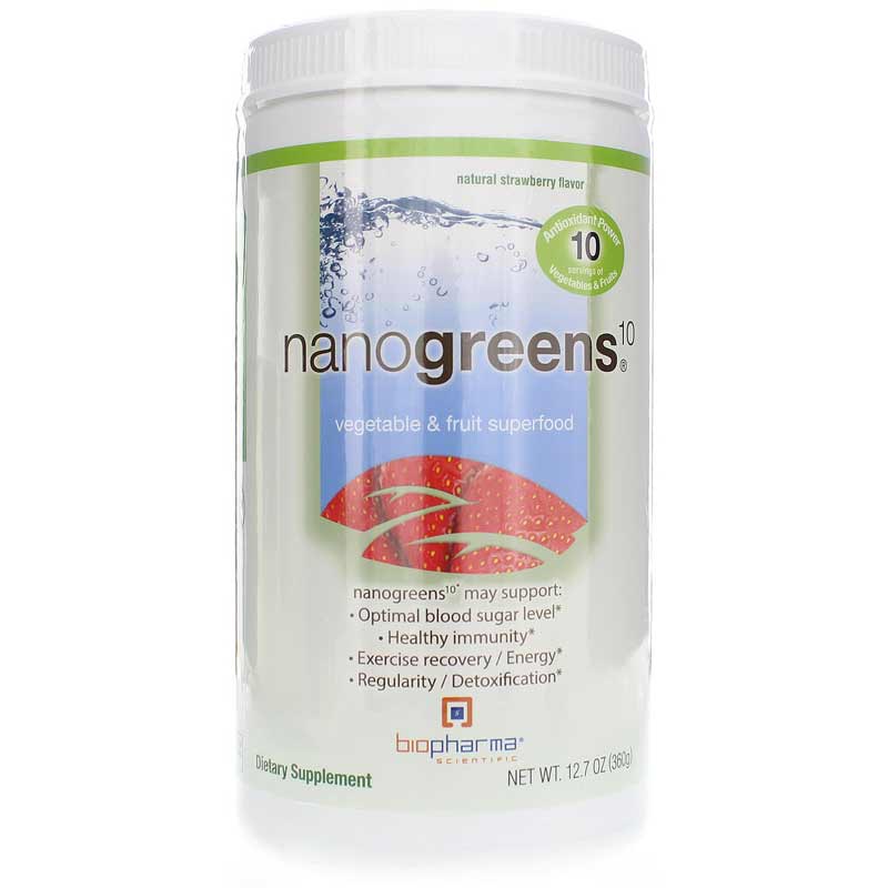 Biopharma NanoGreens 10 Strawberry 12.7 Oz 30 Servings