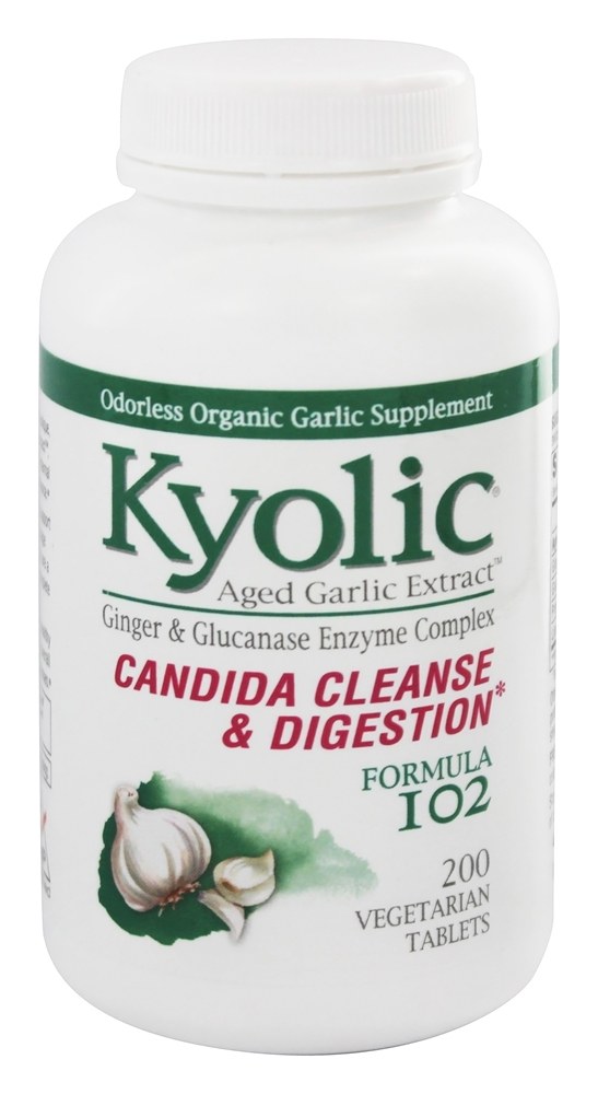 Kyolic - Formula 102 Aged Garlic Extract Candida Cleanse and Digestion - 200 Vegetarian Tablets