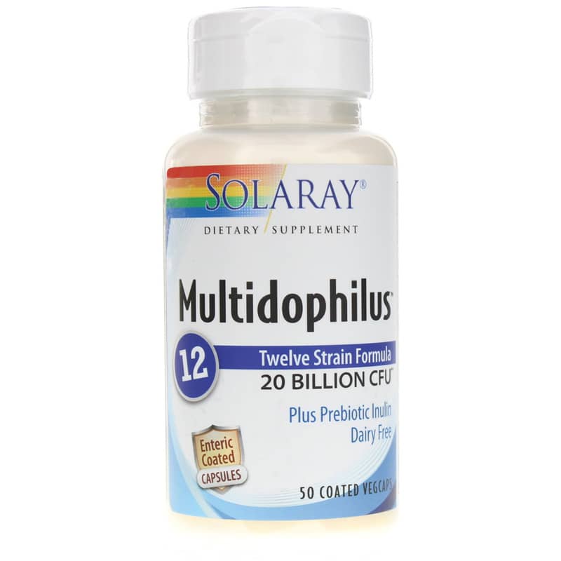 Solaray Multidophilus 12 Strain Formula, 20 Billion CFU 50 Enteric Coated Veg Capsules 50 Veg Capsules