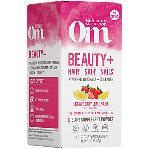 Organic Beauty+ Powder with Chaga + Collagen - Strawberry Lemonade (10 Single Serving Packets)