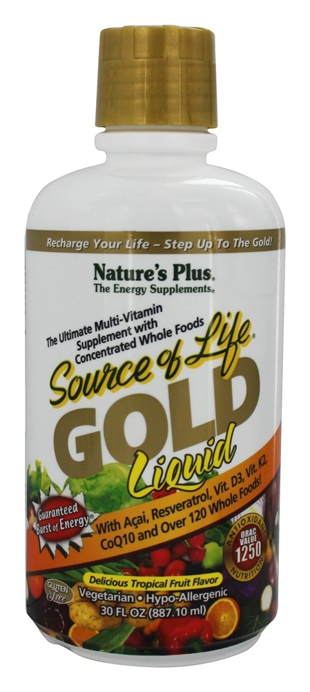 Natures Plus - Source Of Life Gold Liquid Ultimate Multi-Vitamin Delicious Tropical Fruit Flavor - 30 fl. oz.