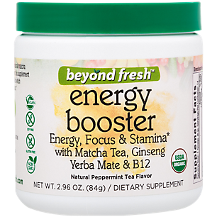 Organic Energy Booster with Matcha Tea, Ginseng Yerba Mate & B12 - Energy, Focus, Stamina - Natural Peppermint (14 Servings)