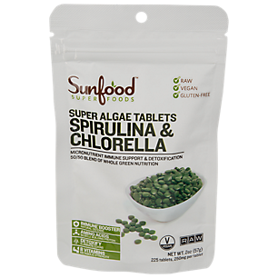 Super Algae Spirulina & Chlorella - Whole Green Nutrition Blend for Immune Support & Detoxification (18 Servings)
