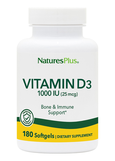 Natures Plus - Vitamin D3 Bone & Immune Support 1000 IU - 180 Softgels