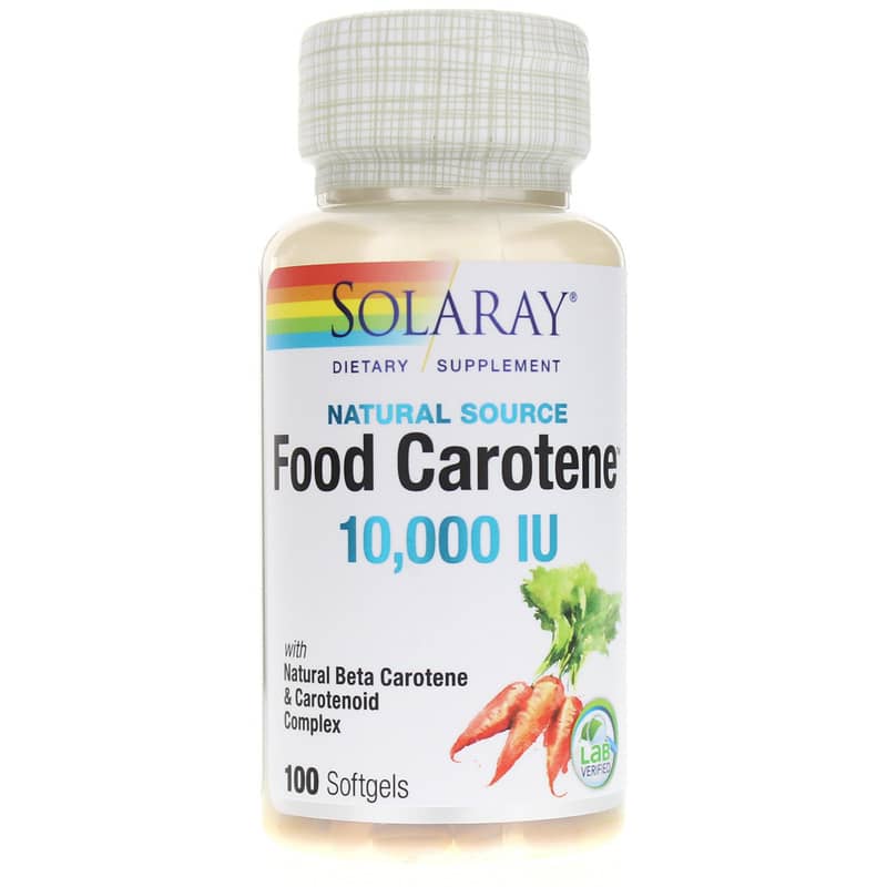Solaray Food Carotene 10,000 IU, Natural Source Formula 100 Softgels