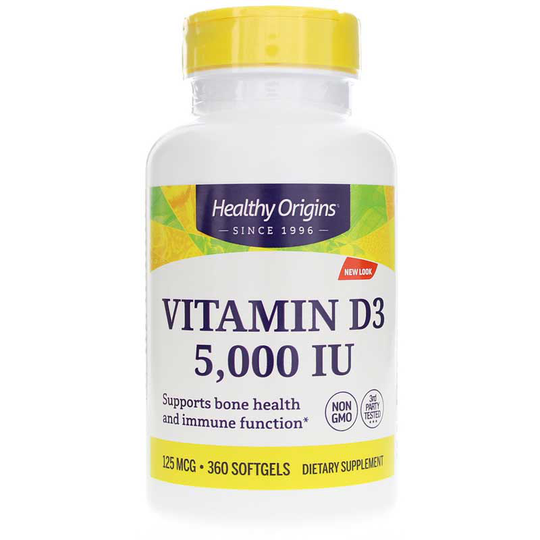 Healthy Origins Vitamin D3 5,000 IU 360 Softgels