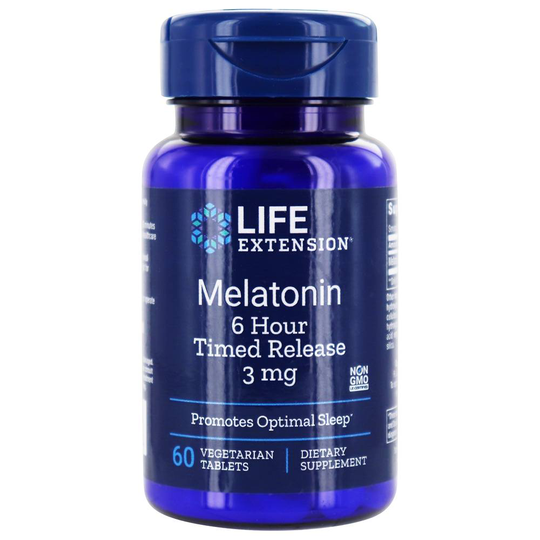 Life Extension - Melatonin 6-Hour Timed Release 3 mg. - 60 Vegetarian Tablets