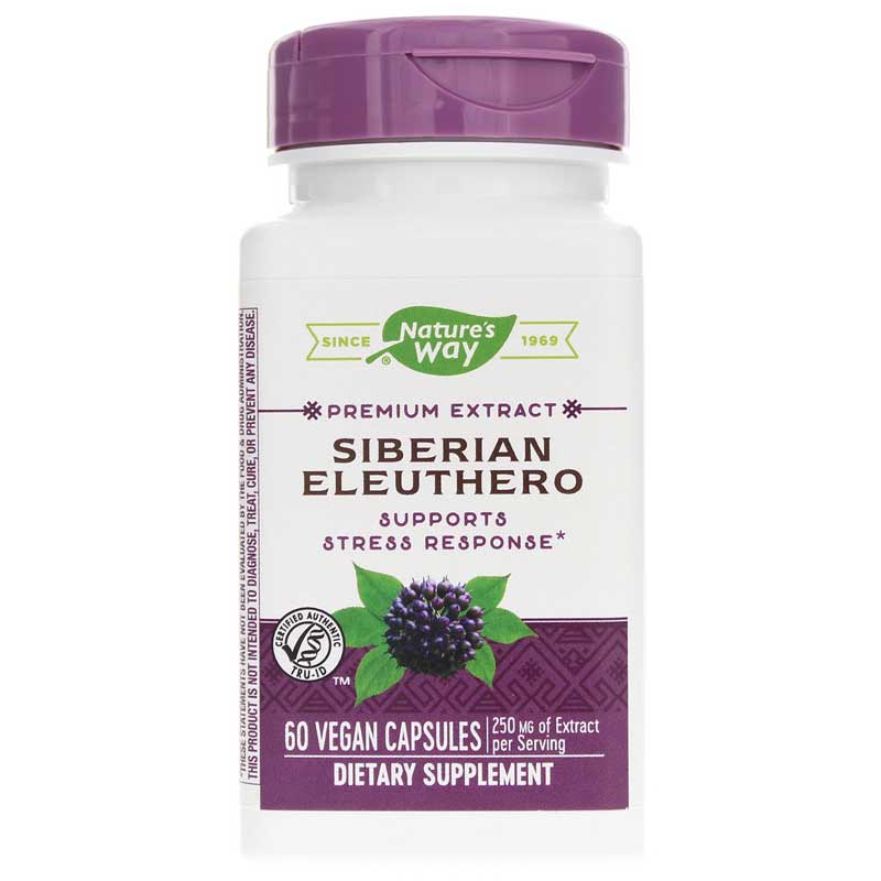 Natures Way Siberian Eleuthero Premium Extract 60 Vegan Capsules