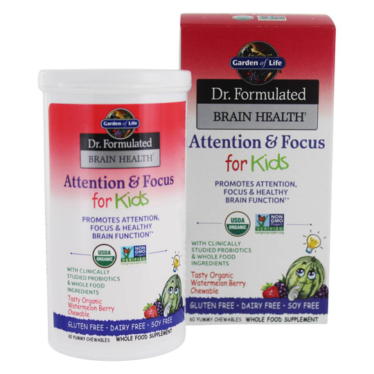 Garden of Life - Dr. Formulated Brain Health Attention & Focus Brain Support for Kids Watermelon Berry - 60 Chewables