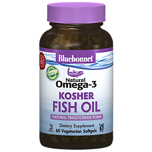 Natural Omega-3 Kosher Fish Oil - Natural Triglyceride Form (60 Vegetarian Softgels)