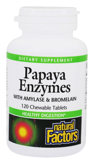 Natural Factors - Chewable Papaya Enzymes with Amylase & Bromelain - 120 Chewable Tablets