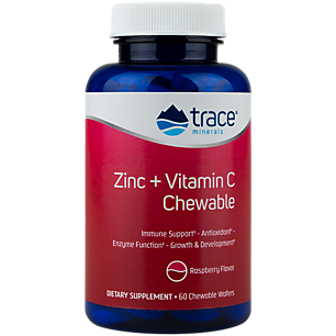 Zinc + Vitamin C Chewable for Immune Support - Raspberry (60 Chewable Wafers)
