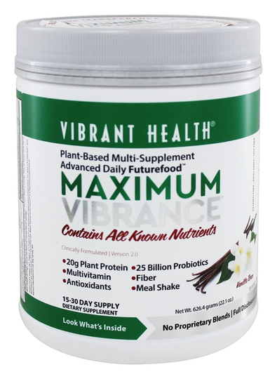 Vibrant Health - Maximum Vibrance Plant-Based Multi-Supplement Advanced Daily Futurefood Vanilla Bean - 22.1 oz.